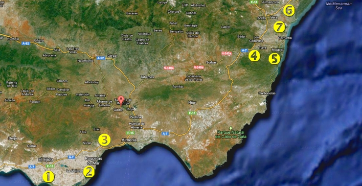 Ubicación de los campos de golf © Google Maps